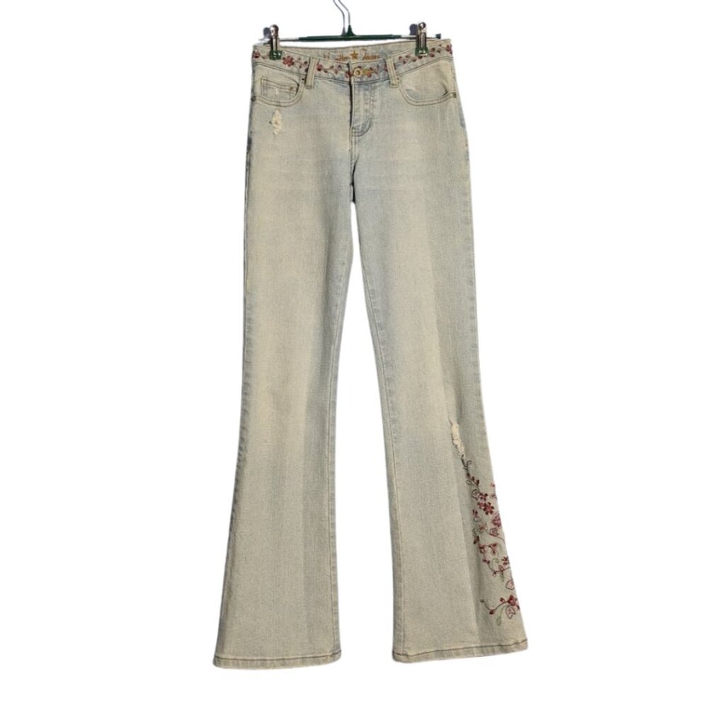 Vintage '90s Vanilla Jeans mid rise, flare, floral embroidered Vintage '90s